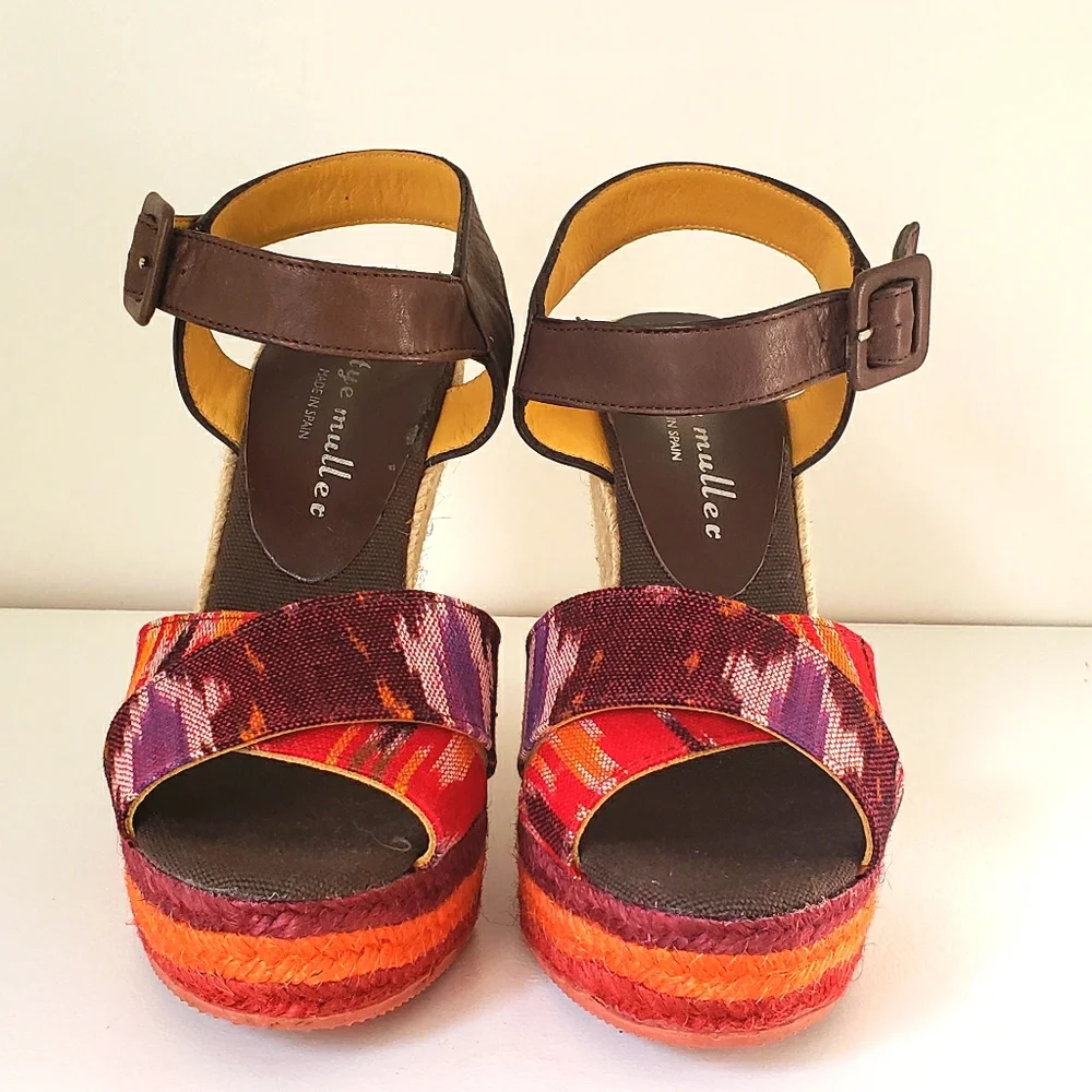 Betty Muller Red Espadrilles Wedges 6 NWOT
